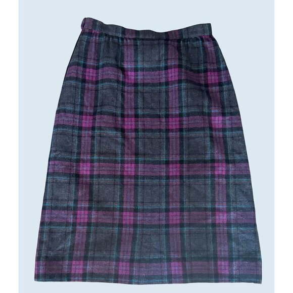 Vintage 1980s Miss Pendleton Wool Plaid Mid Calf Length Skirt Size XS - Picture 6 of 8